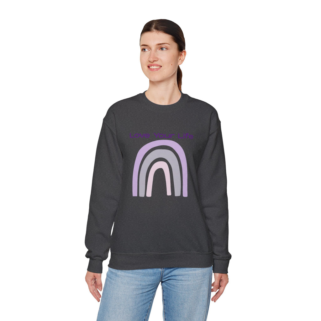 Crewneck Sweatshirt — "Love Your Life" Pastel Rainbow Casual Pullover