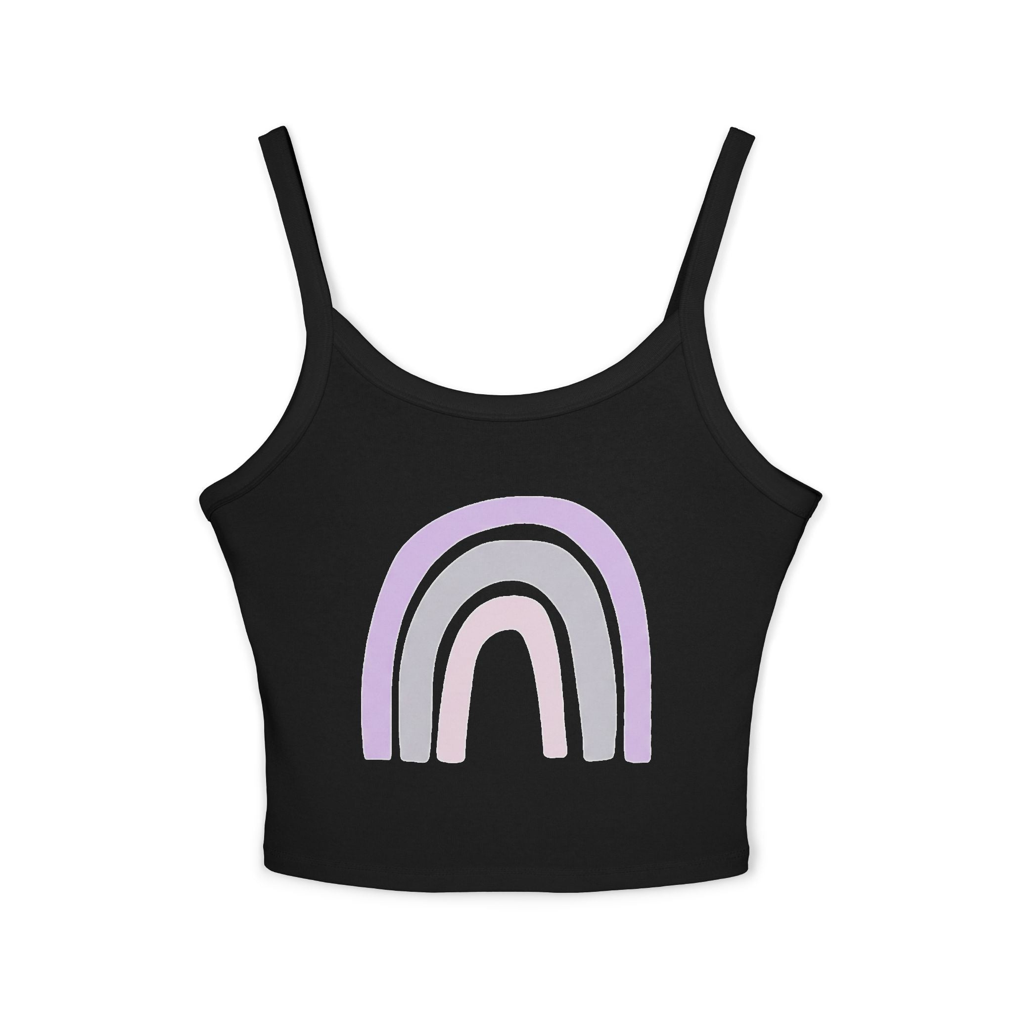 Women's Spaghetti Strap Tank Top — Pastel Rainbow Design