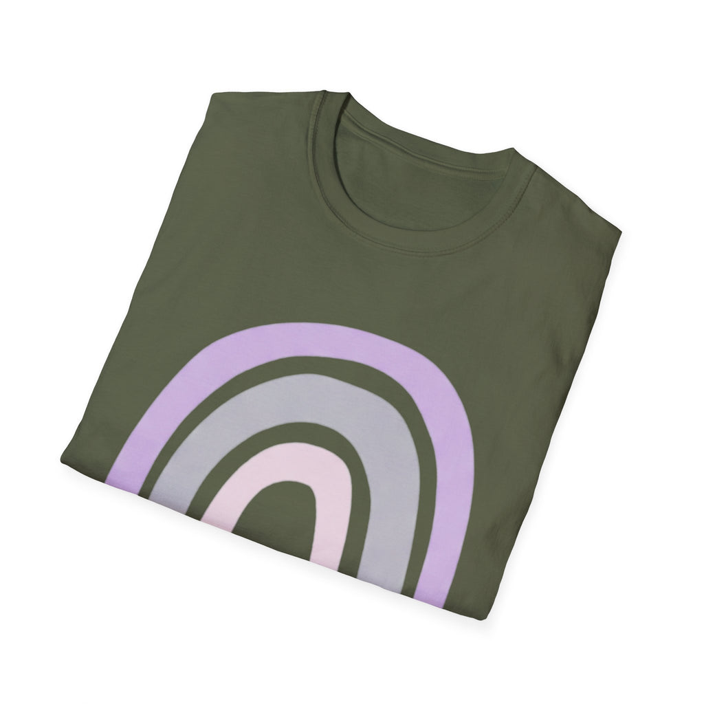 Pastel Rainbow T-Shirt — Minimal Lavender & Grey Rainbow Tee
