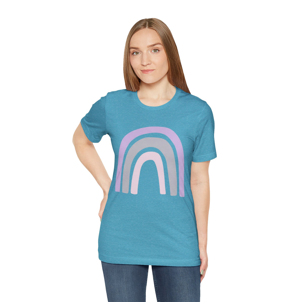 Pastel Rainbow Tee — Minimal Lavender & Blush Graphic T-Shirt