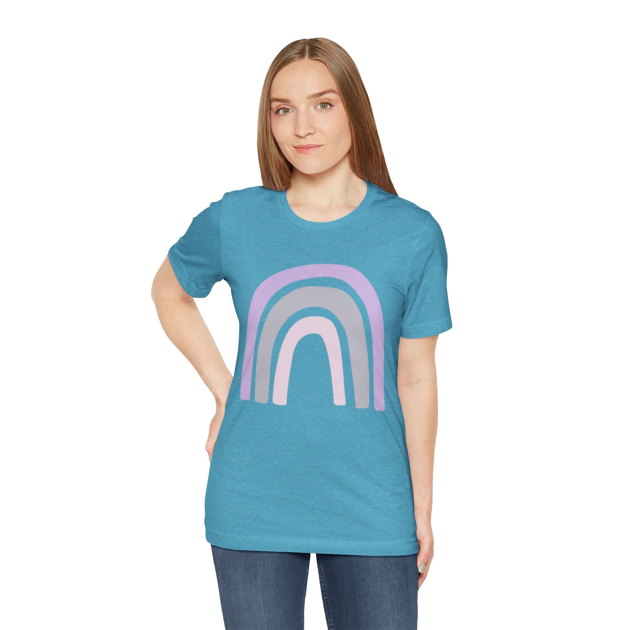 Pastel Rainbow Tee — Minimal Lavender & Blush Graphic T-Shirt