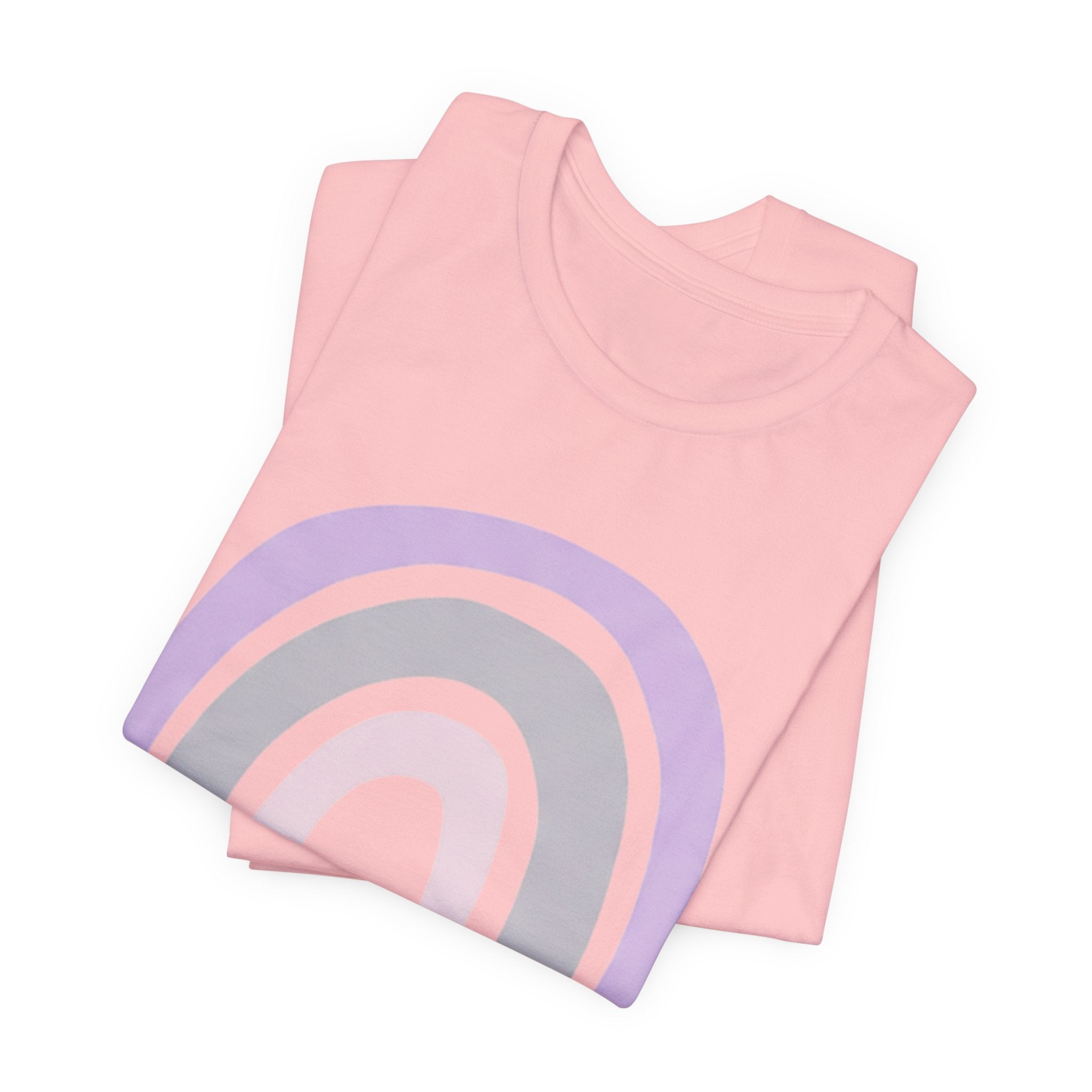 Pastel Rainbow Tee — Minimal Lavender & Blush Graphic T-Shirt