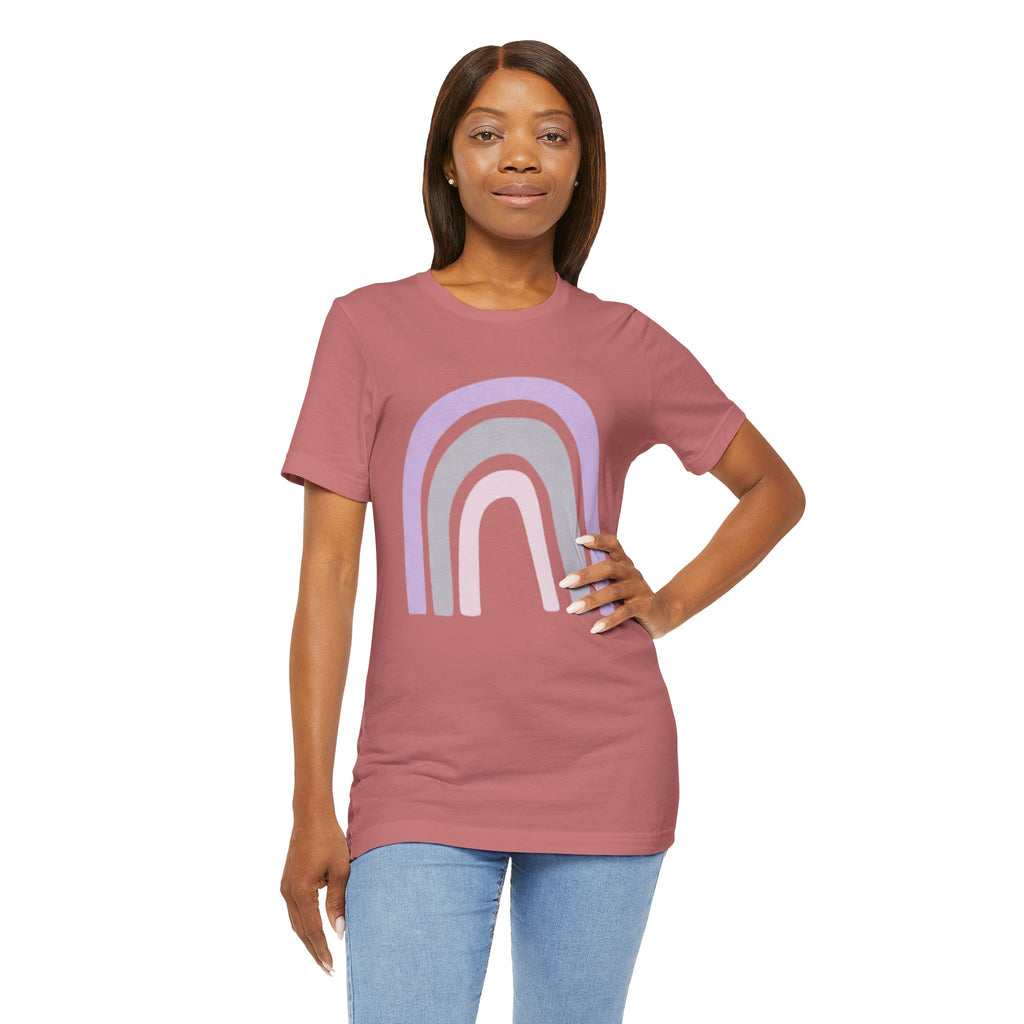 Pastel Rainbow Tee — Minimal Lavender & Blush Graphic T-Shirt