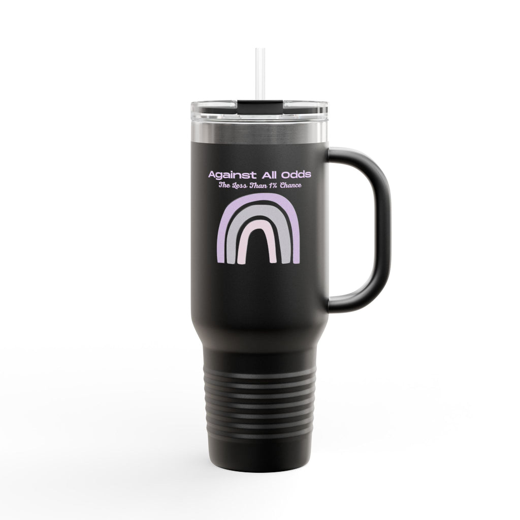40oz Insulated Travel Mug — Pastel Rainbow "Against All Odds: The Less Than 1% Chance" Design