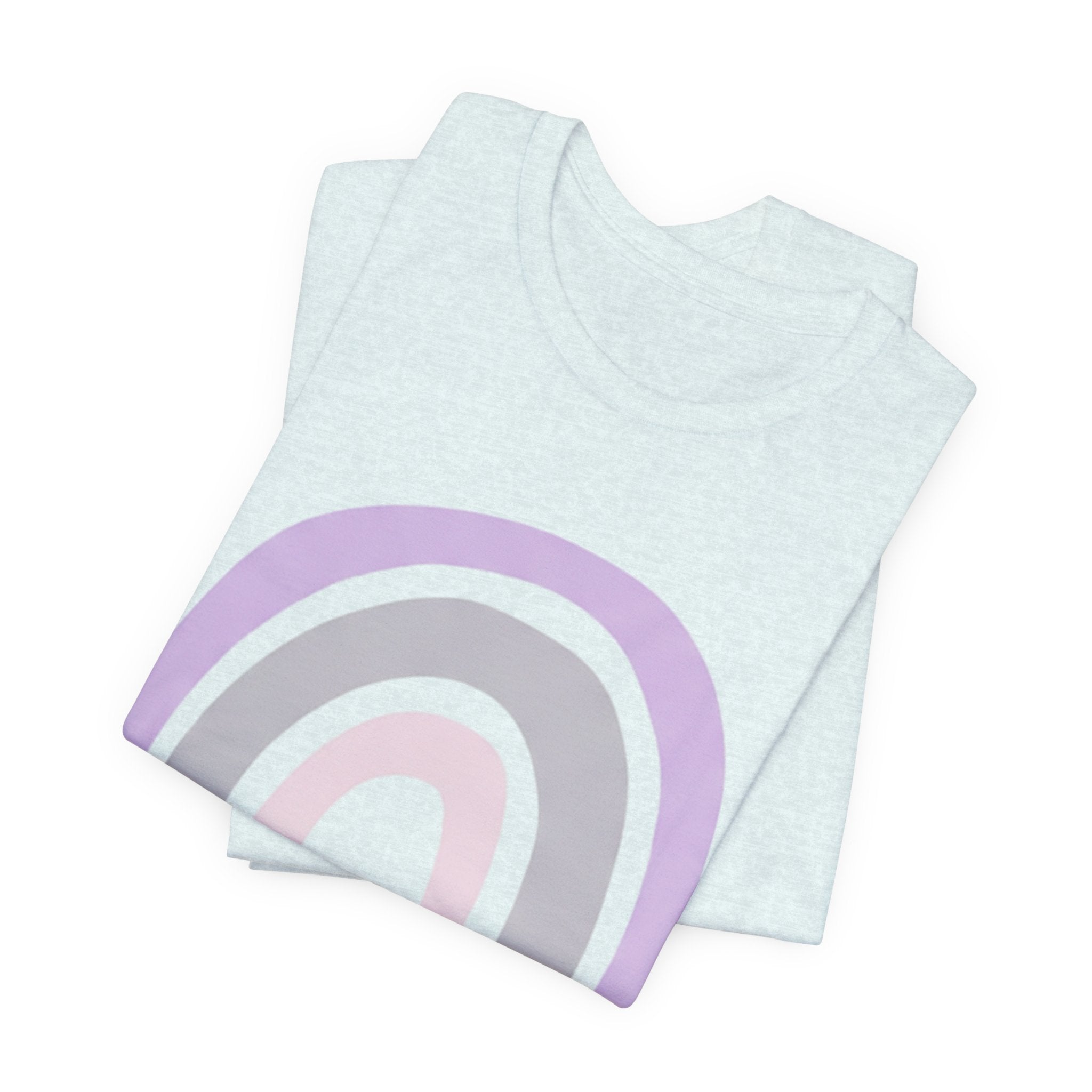 Pastel Rainbow Tee — Minimal Lavender & Blush Graphic T-Shirt