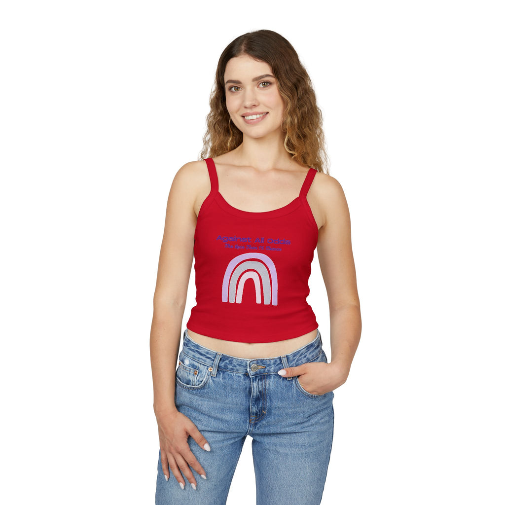 Against All Odds Rainbow Tank — Women's Inspirational Spaghetti Strap Crop Top