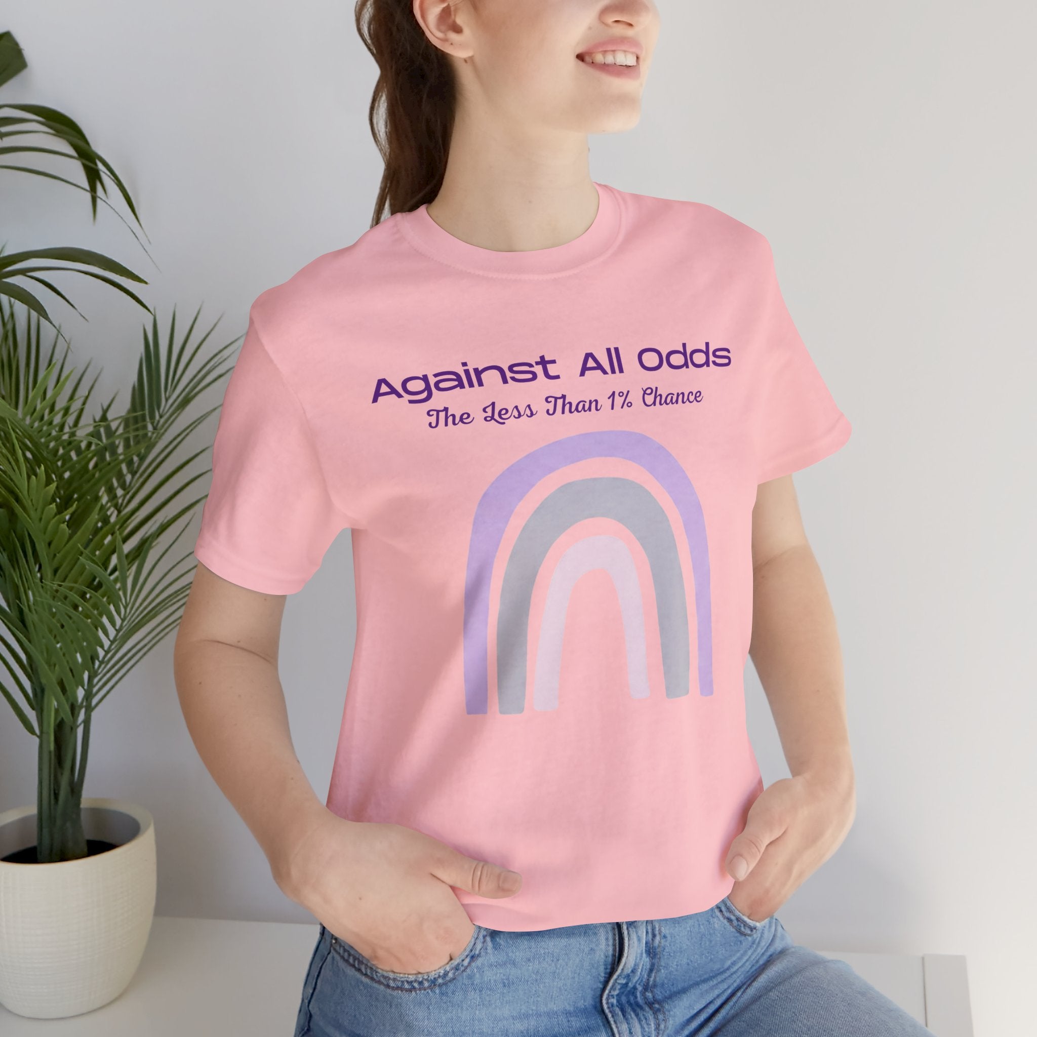 Against All Odds Rainbow Tee – Inspirational Pastel Graphic Shirt