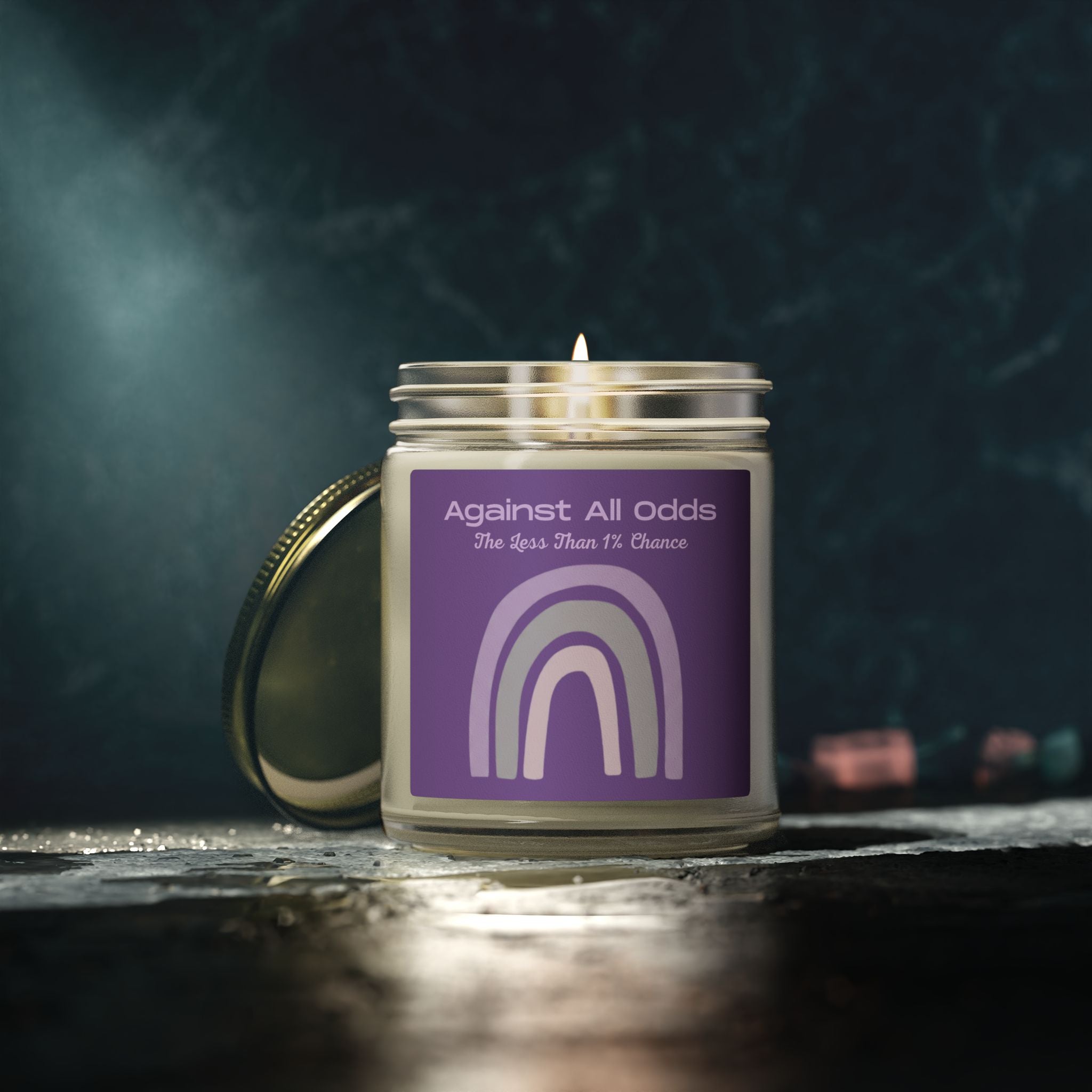 Scented Candle — Coconut Apricot Wax “Against All Odds” Purple Rainbow (4oz/9oz)