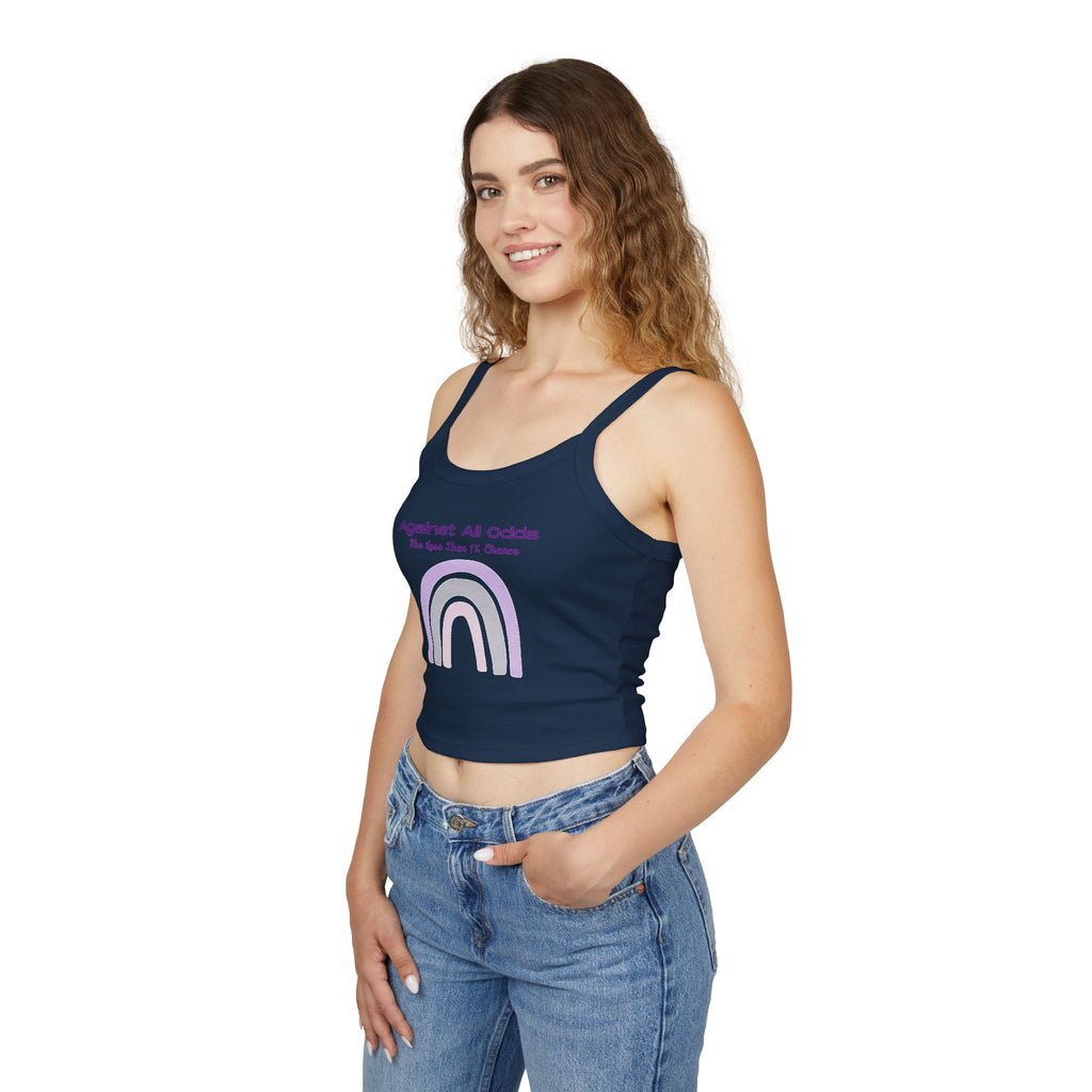 Against All Odds Rainbow Tank — Women's Inspirational Spaghetti Strap Crop Top