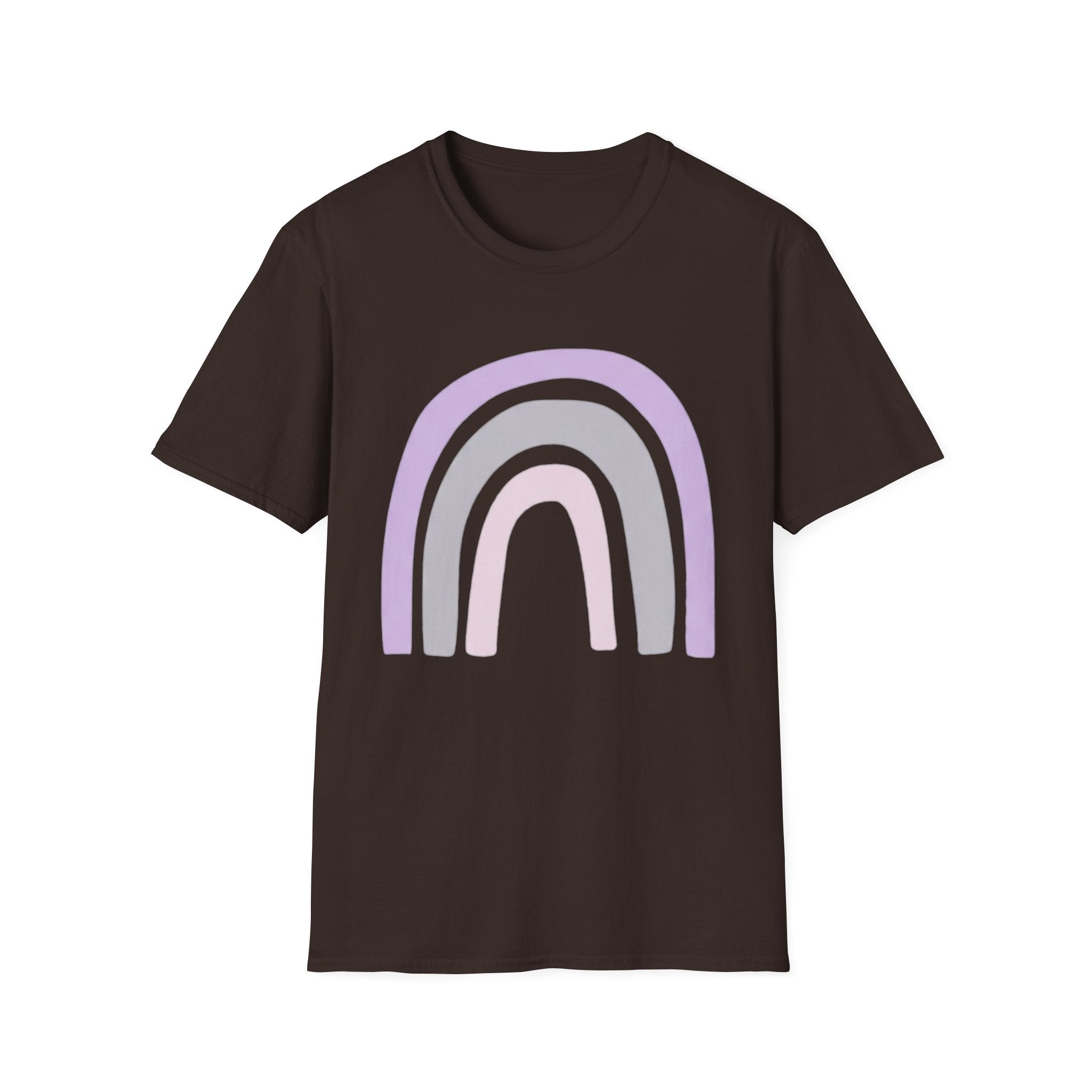 Pastel Rainbow T-Shirt — Minimal Lavender & Grey Rainbow Tee