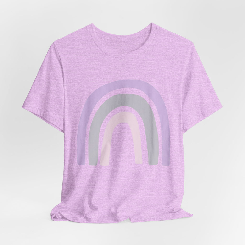 Pastel Rainbow Tee — Minimal Lavender & Blush Graphic T-Shirt