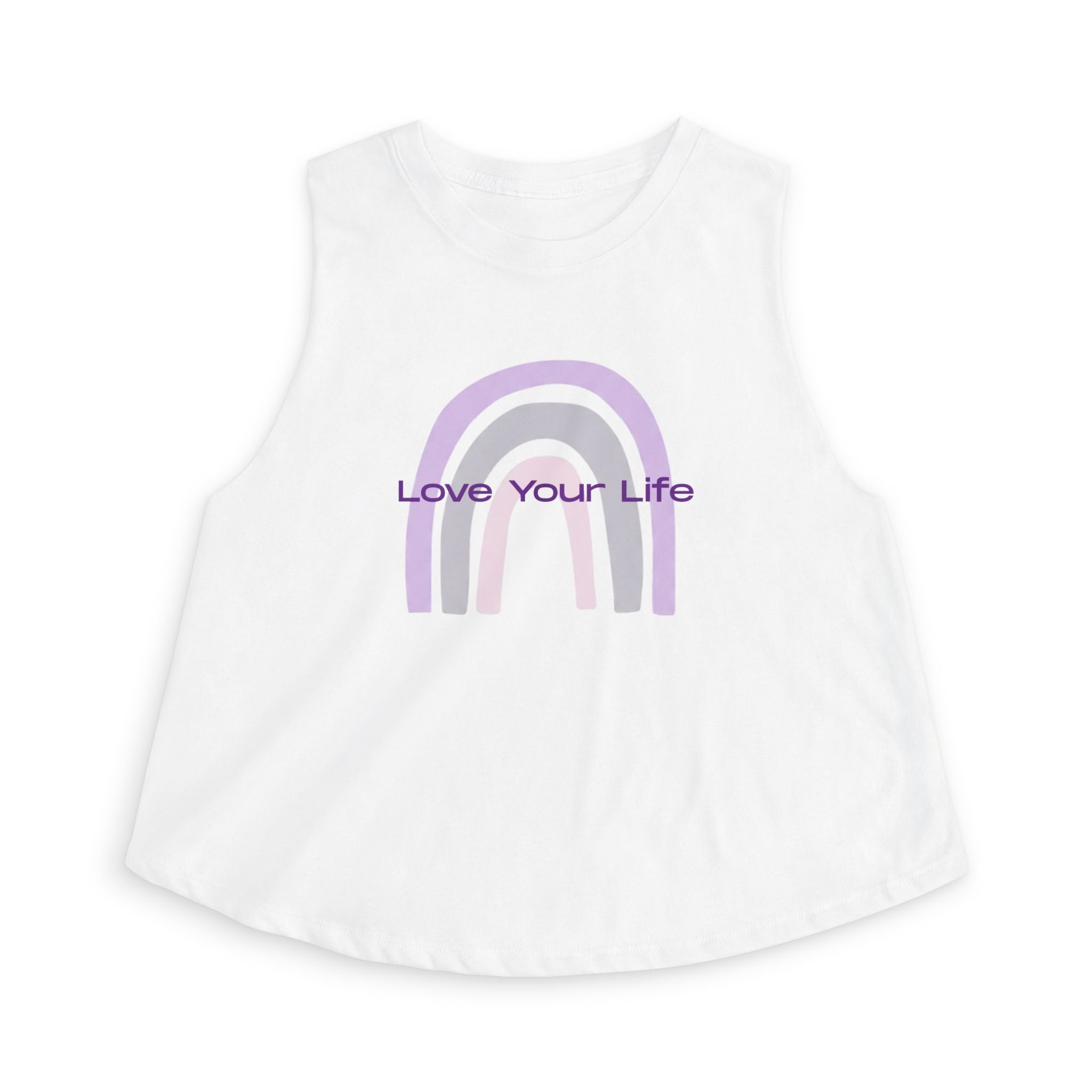 Crop Top — "Love Your Life" Pastel Rainbow Graphic