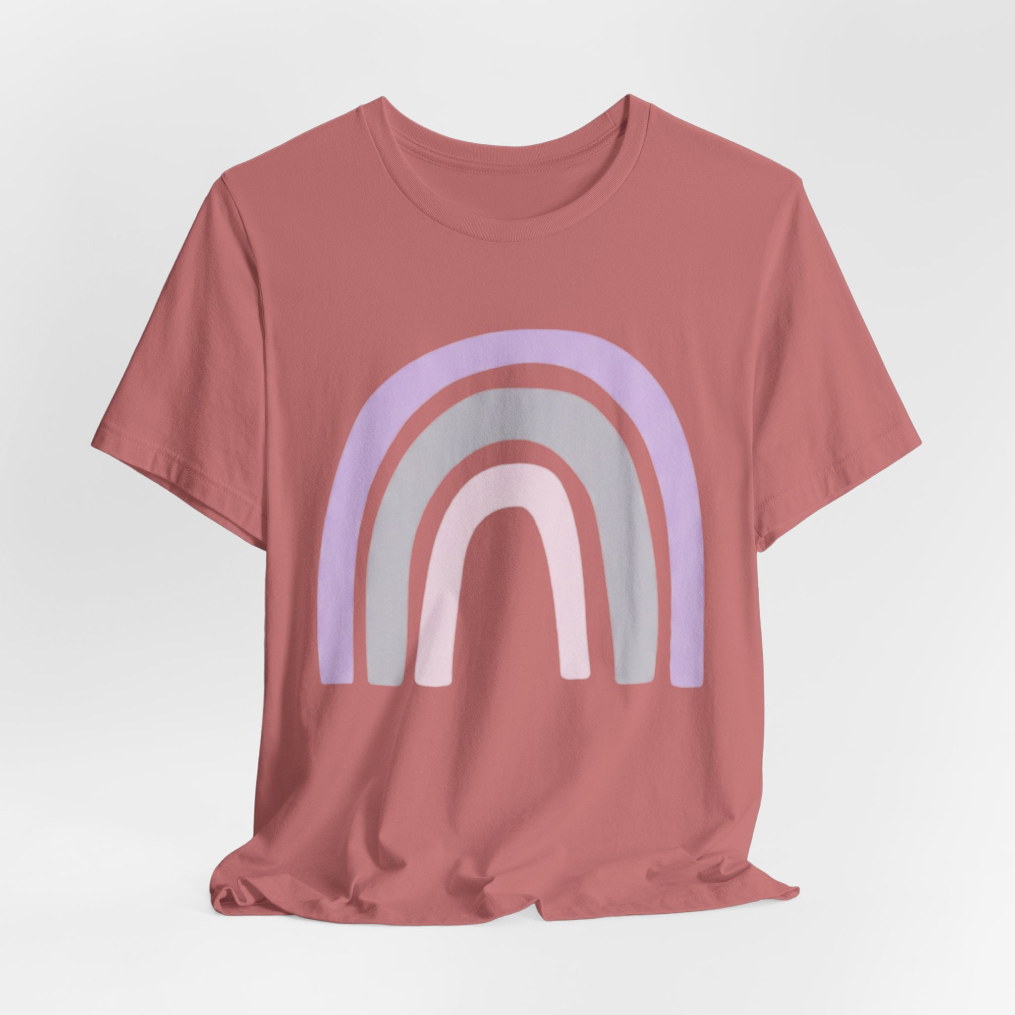 Pastel Rainbow Tee — Minimal Lavender & Blush Graphic T-Shirt