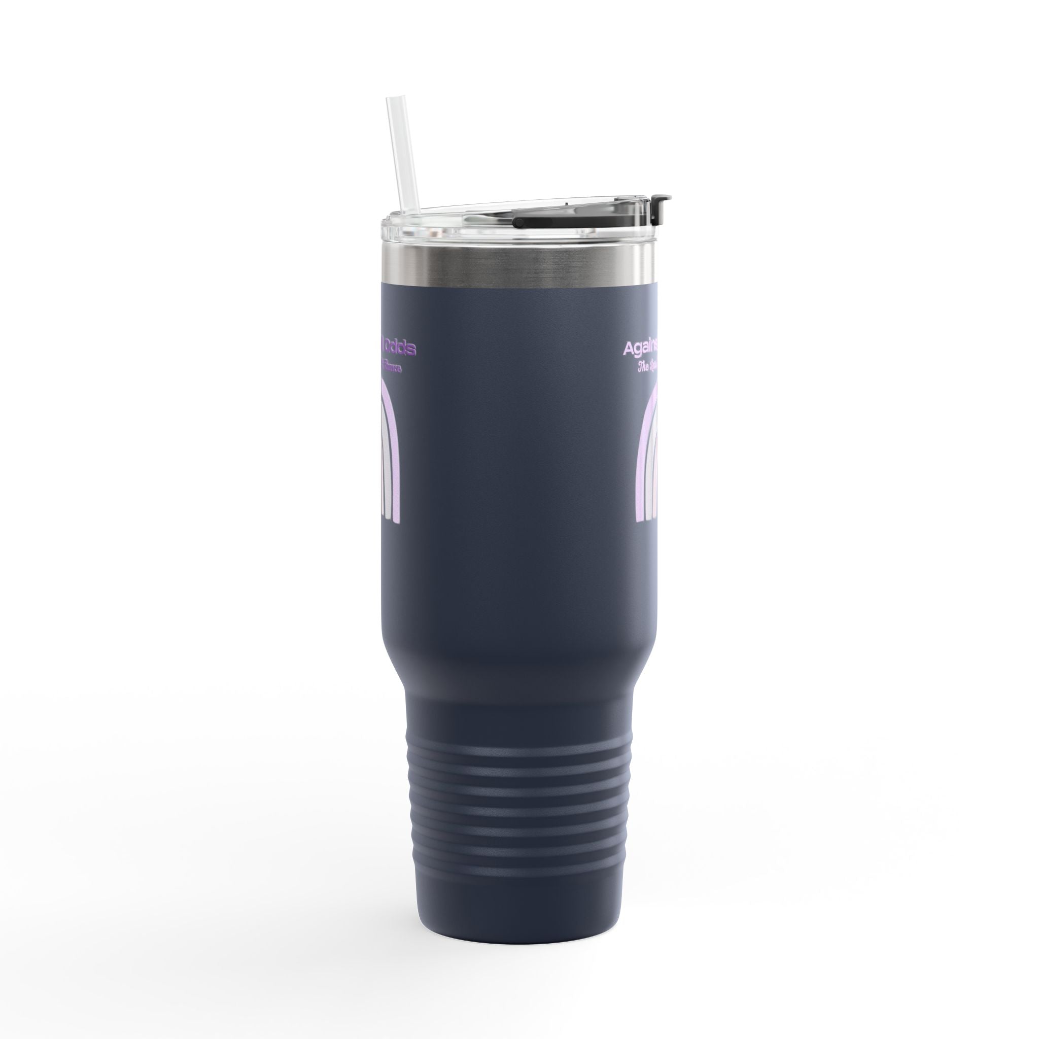 40oz Insulated Travel Mug — Pastel Rainbow "Against All Odds: The Less Than 1% Chance" Design