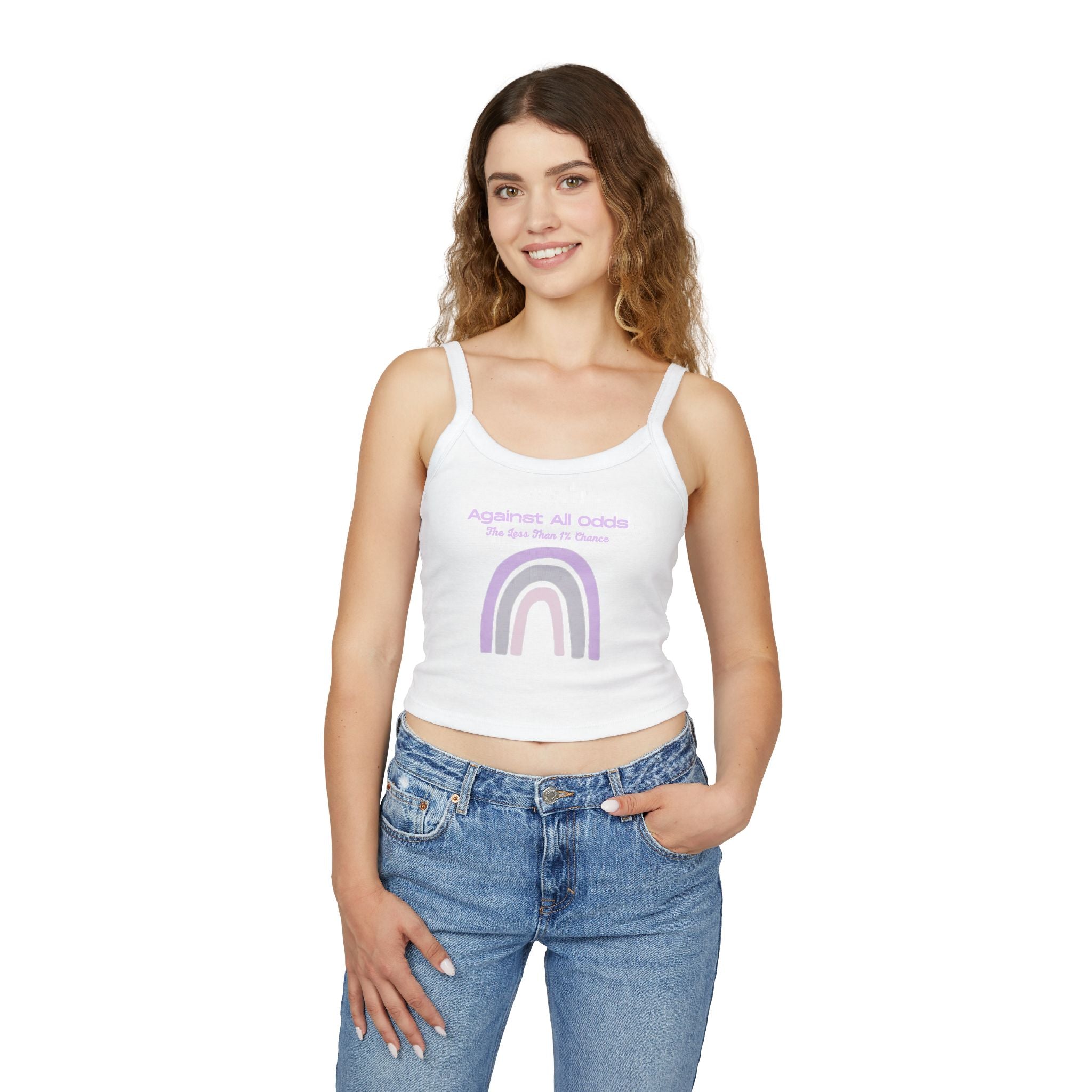 Spaghetti Tank — 'Against All Odds' Pastel Rainbow Crop Top