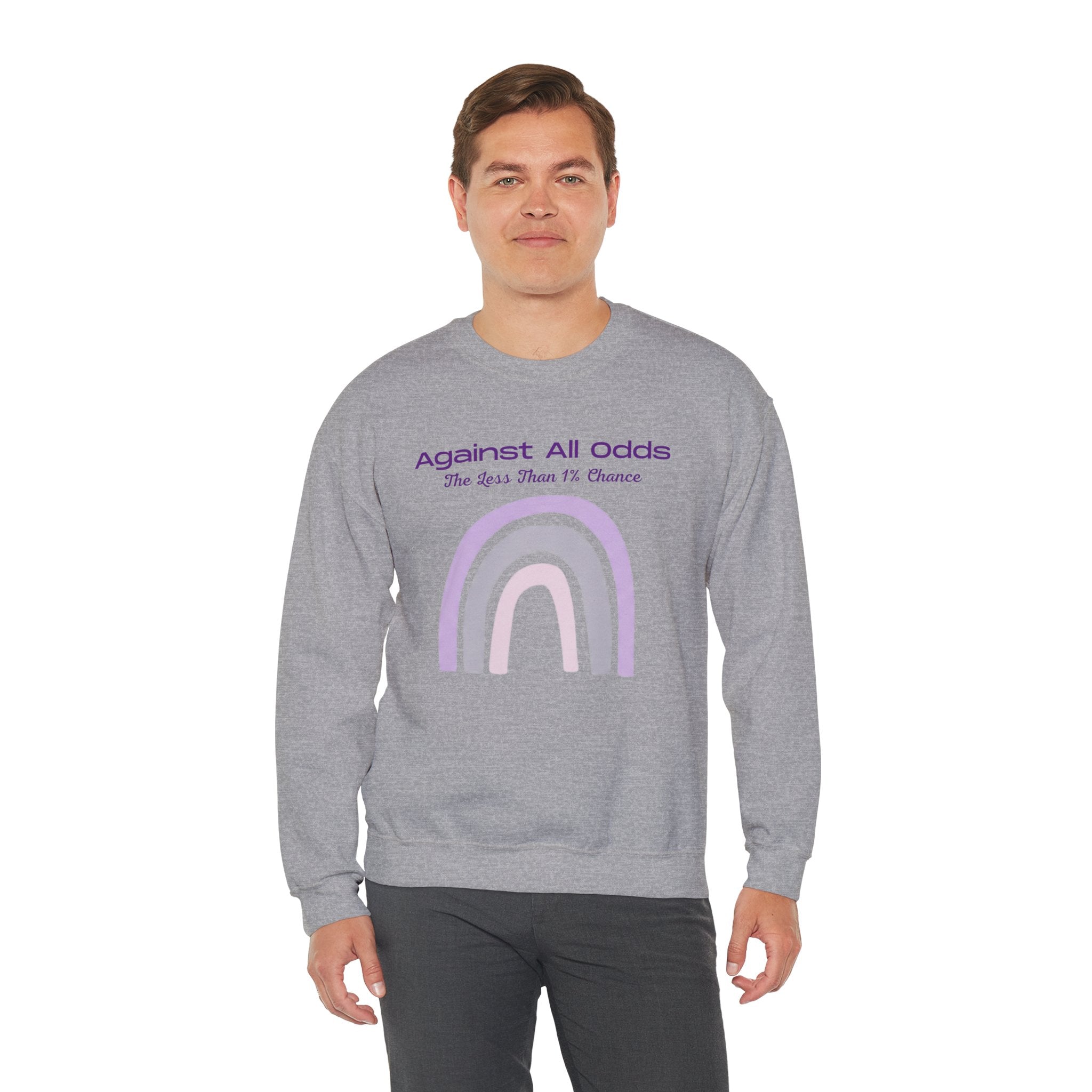 Crewneck Sweatshirt — "Against All Odds" Pastel Rainbow Inspirational Pullover