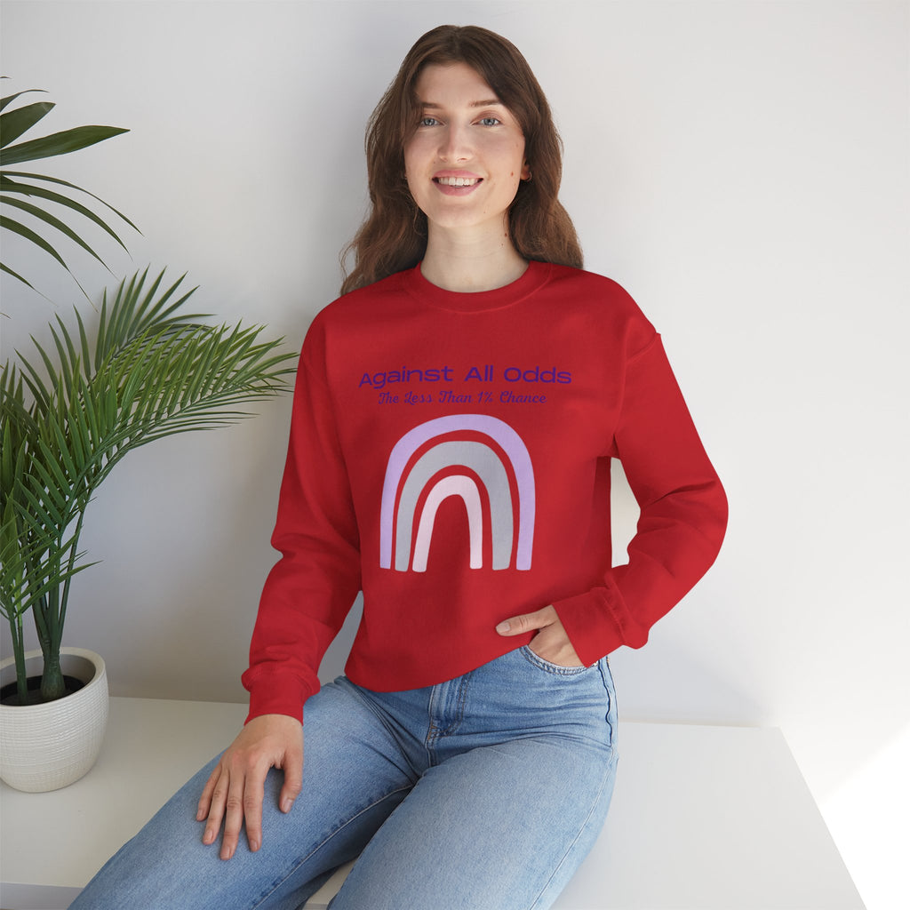 Crewneck Sweatshirt — "Against All Odds" Pastel Rainbow Inspirational Pullover